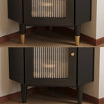 Stylish Black Pine Glass Corner Cabinet – Modern Home Bar Storage Solution hlxl-4405