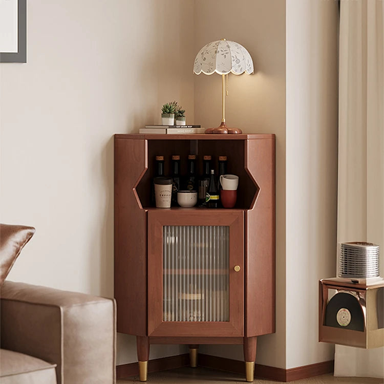 Stylish Black Pine Glass Corner Cabinet – Modern Home Bar Storage Solution hlxl-4405