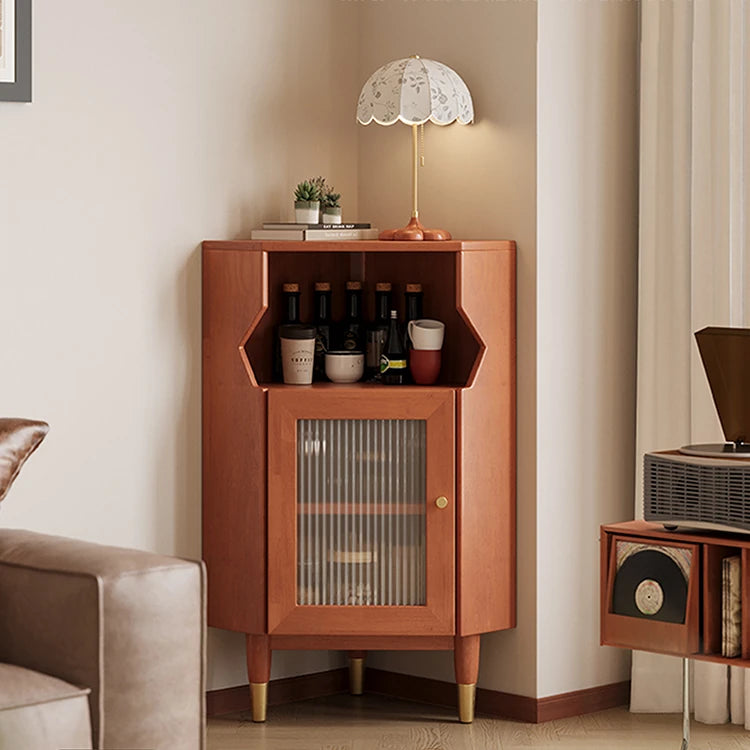 Stylish Black Pine Glass Corner Cabinet – Modern Home Bar Storage Solution hlxl-4405