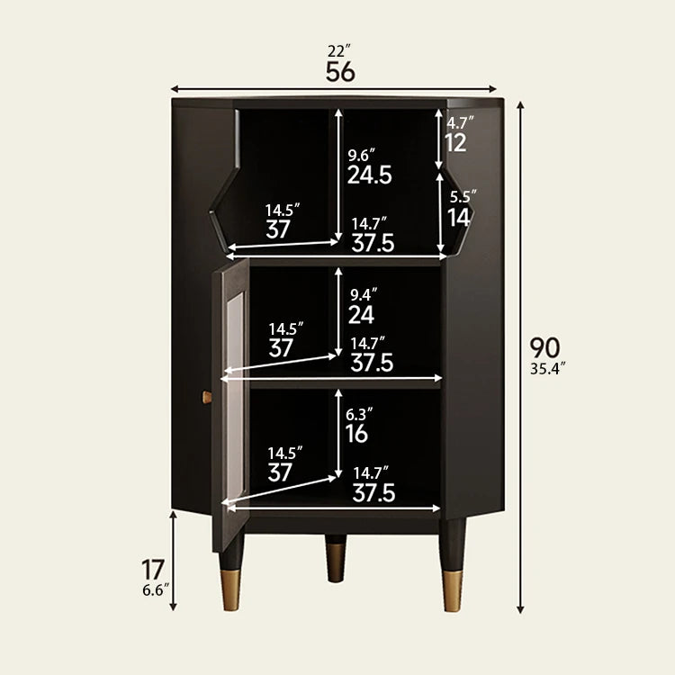 Stylish Black Pine Glass Corner Cabinet – Modern Home Bar Storage Solution hlxl-4405
