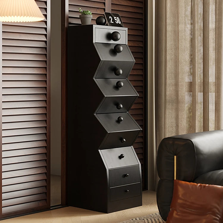 Unique Zigzag Drawer Pine Cabinet - Stylish Storage Solution for Modern Homes hlxl-4406