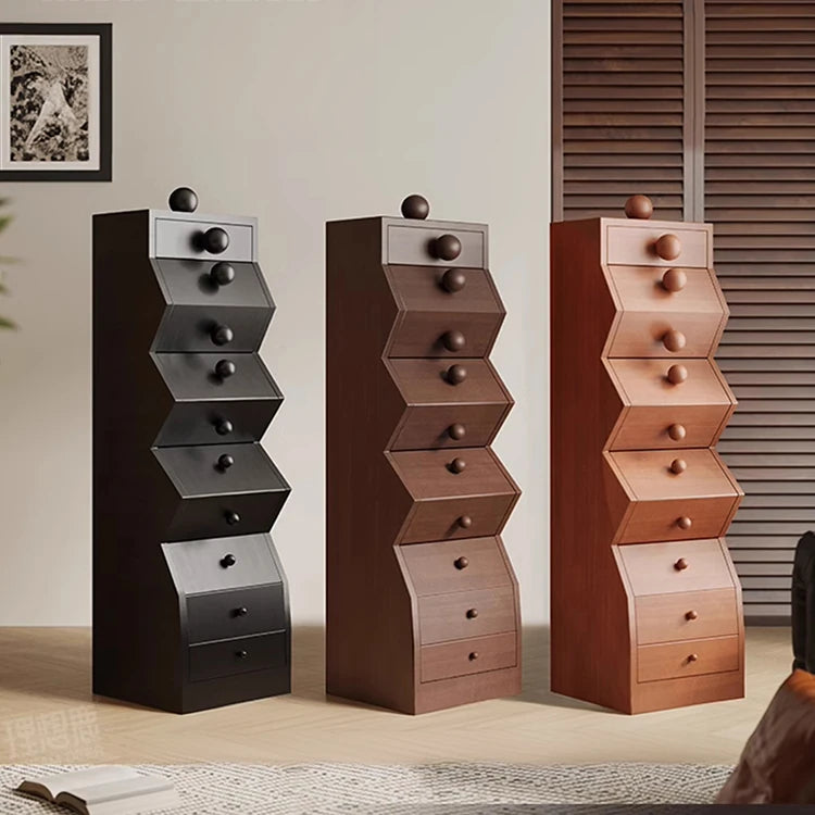 Unique Zigzag Drawer Pine Cabinet - Stylish Storage Solution for Modern Homes hlxl-4406