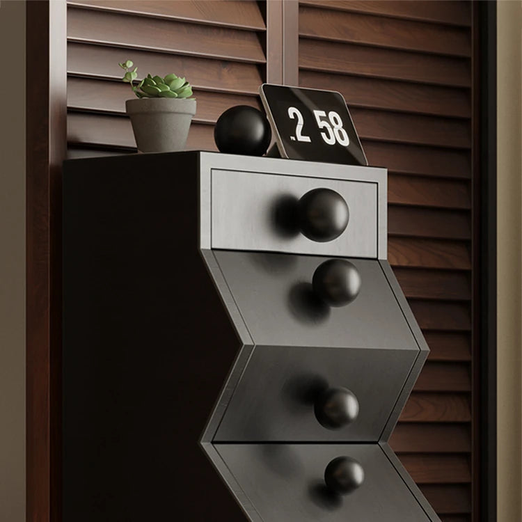 Unique Zigzag Drawer Pine Cabinet - Stylish Storage Solution for Modern Homes hlxl-4406