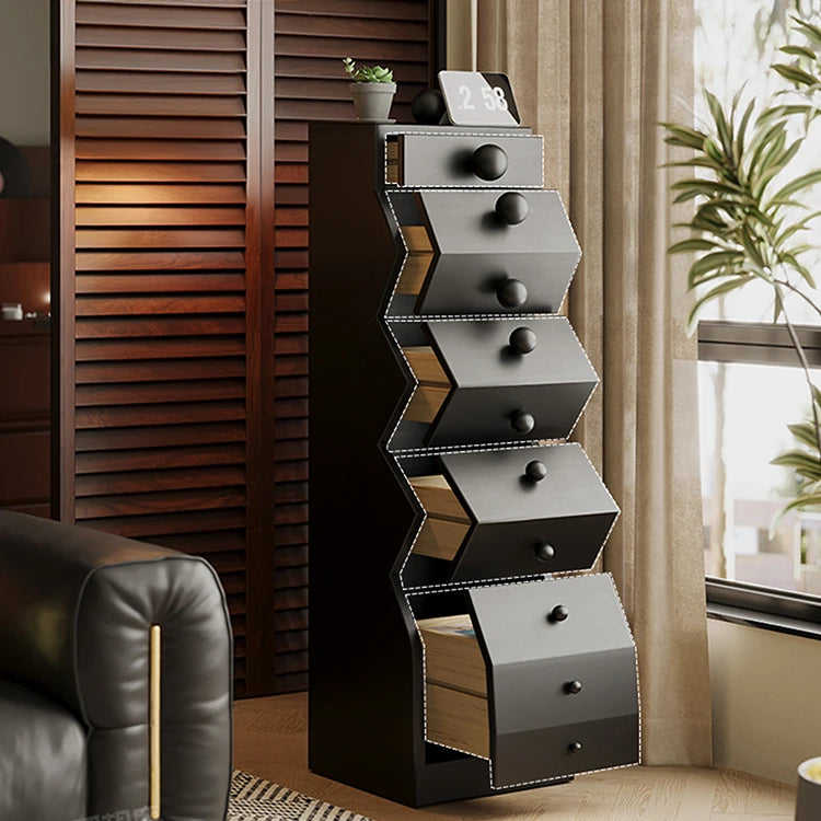 Unique Zigzag Drawer Pine Cabinet - Stylish Storage Solution for Modern Homes hlxl-4406