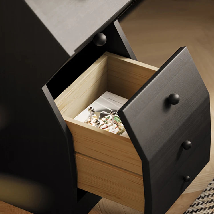 Unique Zigzag Drawer Pine Cabinet - Stylish Storage Solution for Modern Homes hlxl-4406