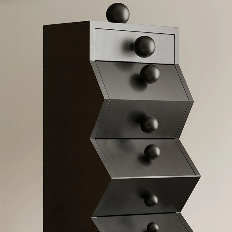 Unique Zigzag Drawer Pine Cabinet - Stylish Storage Solution for Modern Homes hlxl-4406