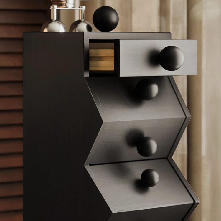 Unique Zigzag Drawer Pine Cabinet - Stylish Storage Solution for Modern Homes hlxl-4406