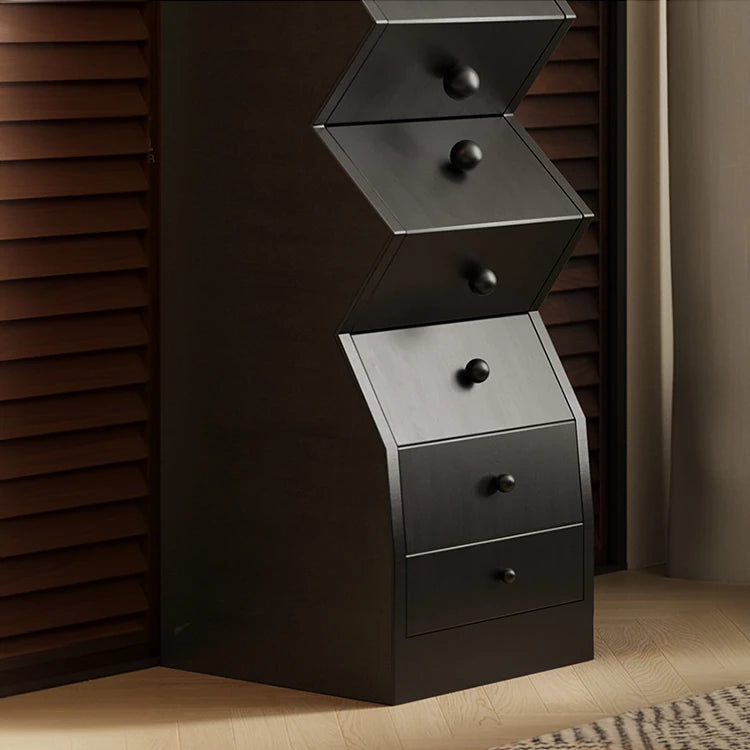 Unique Zigzag Drawer Pine Cabinet - Stylish Storage Solution for Modern Homes hlxl-4406
