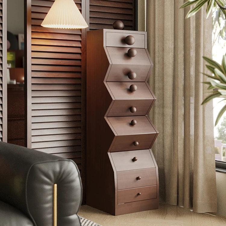 Unique Zigzag Drawer Pine Cabinet - Stylish Storage Solution for Modern Homes hlxl-4406