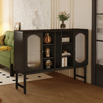 Sleek Modern Cabinet with Multi-layer Board, Glass & Aluminum Alloy Design for Stylish Storage hlxl-4415