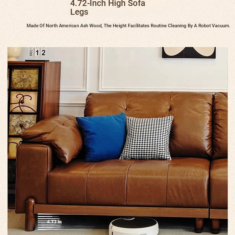 Elegant Ash Wood Sofa with Soft Down Synthetic Leather Upholstery – Stylish Comfort for Your Living Room hly-3032
