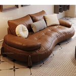 **Luxurious Pine Leather Sofa with Down Feather Cushioning - Stylish Modern Design for Ultimate Comfort** hly-3033