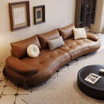 **Luxurious Pine Leather Sofa with Down Feather Cushioning - Stylish Modern Design for Ultimate Comfort** hly-3033