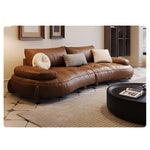 **Luxurious Pine Leather Sofa with Down Feather Cushioning - Stylish Modern Design for Ultimate Comfort** hly-3033