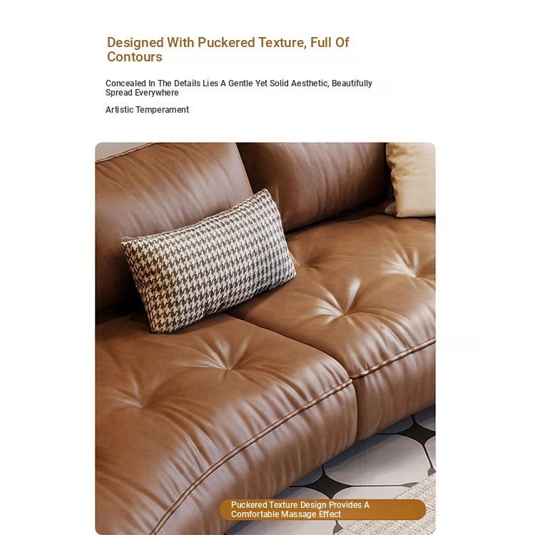 **Luxurious Pine Leather Sofa with Down Feather Cushioning - Stylish Modern Design for Ultimate Comfort** hly-3033