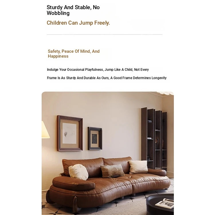 **Luxurious Pine Leather Sofa with Down Feather Cushioning - Stylish Modern Design for Ultimate Comfort** hly-3033