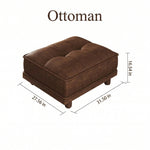 Vintage Brown Leather Sofa, Block-Style Straight Couch with Ash Wood Frame for Living Room hly-3034