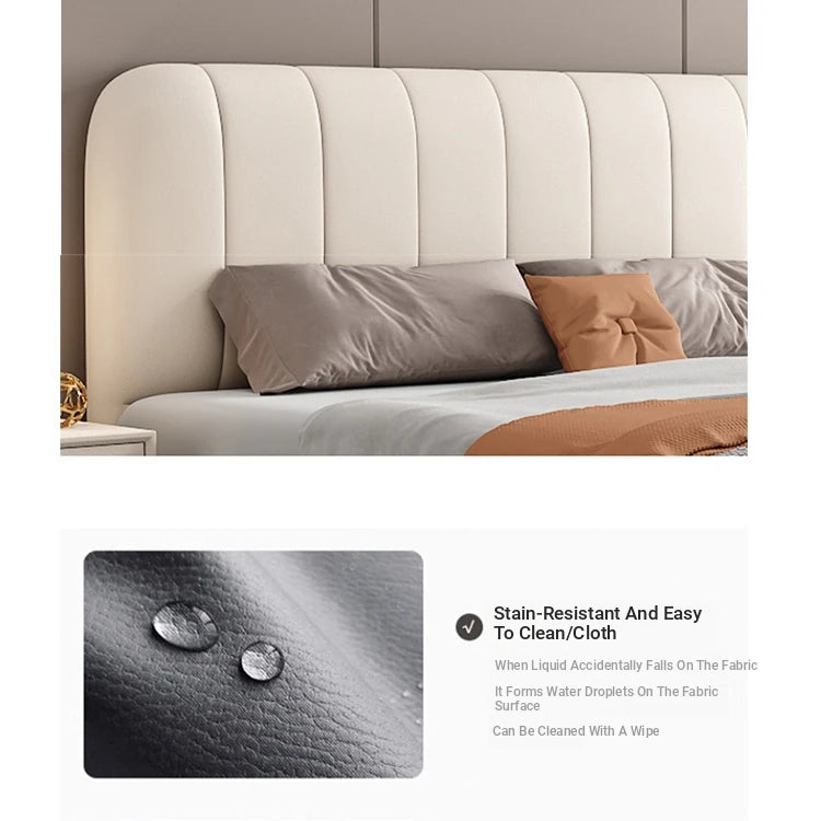 Modern Faux Leather Bed Frame with Upholstered Headboard - Stylish & Durable Queen Size Mattress Base hlyj-3141