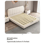 Modern Faux Leather Bed Frame with Upholstered Headboard - Stylish & Durable Queen Size Mattress Base hlyj-3141