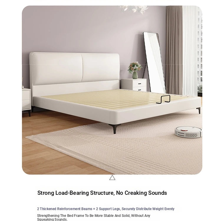 Modern Faux Leather Bed with Stylish Headboard – Chic Bedroom Furniture for Ultimate Comfort hlyj-3142