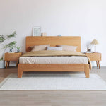 Natural Wood Color Rubber Wood Pine Bed - Elegant & Durable Bedroom Furniture hmak-235