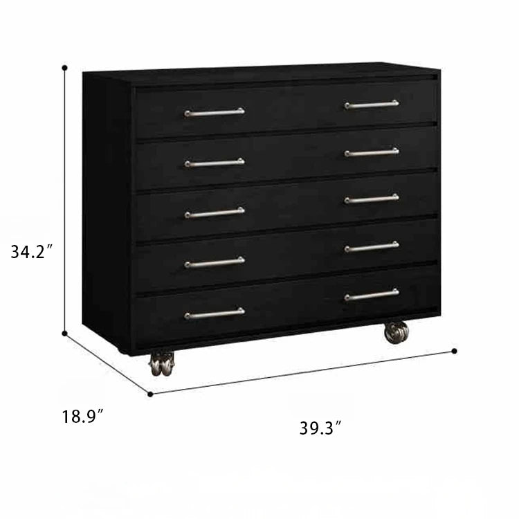 Modern Ash Wood Drawer Cabinet with Stainless Steel Handles – Sleek Storage Solution hmr-4763