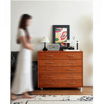 Modern Ash Wood Drawer Cabinet with Stainless Steel Handles – Sleek Storage Solution hmr-4763