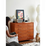 Modern Ash Wood Drawer Cabinet with Stainless Steel Handles – Sleek Storage Solution hmr-4763