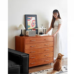 Modern Ash Wood Drawer Cabinet with Stainless Steel Handles – Sleek Storage Solution hmr-4763