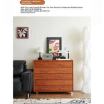 Modern Ash Wood Drawer Cabinet with Stainless Steel Handles – Sleek Storage Solution hmr-4763