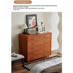 Modern Ash Wood Drawer Cabinet with Stainless Steel Handles – Sleek Storage Solution hmr-4763