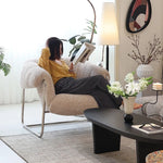 Modern Black Stainless Faux Lambswool Accent Chair – Chic and Cozy Living Room Furniture hmr-4766