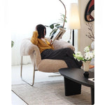 Modern Black Stainless Faux Lambswool Accent Chair – Chic and Cozy Living Room Furniture hmr-4766