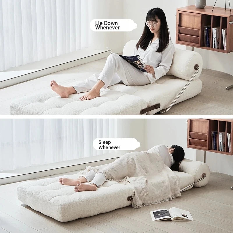 Luxury Convertible Lounge Chair with Soft Chenille Techno Fabric - Perfect for Relaxation and Sleep hmr-4767