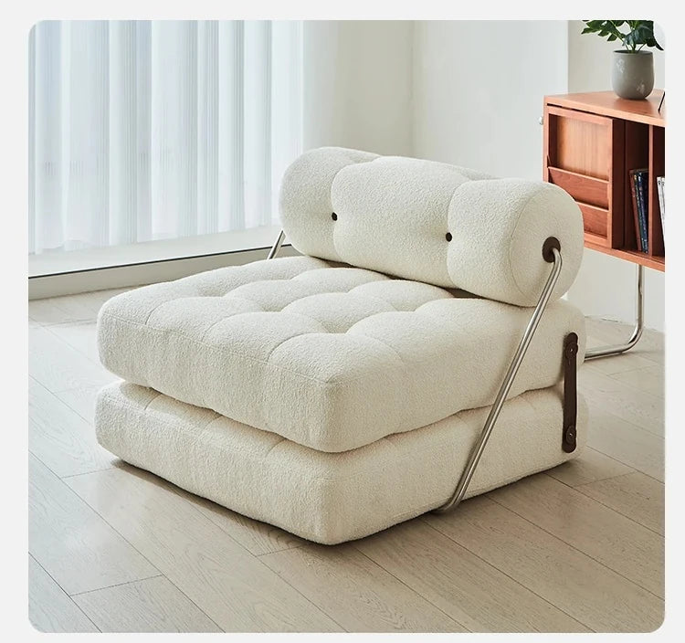 Luxury Convertible Lounge Chair with Soft Chenille Techno Fabric - Perfect for Relaxation and Sleep hmr-4767