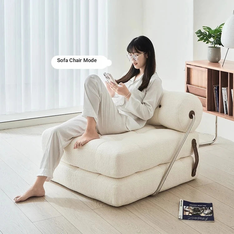 Luxury Convertible Lounge Chair with Soft Chenille Techno Fabric - Perfect for Relaxation and Sleep hmr-4767