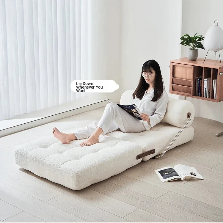 Luxury Convertible Lounge Chair with Soft Chenille Techno Fabric - Perfect for Relaxation and Sleep hmr-4767