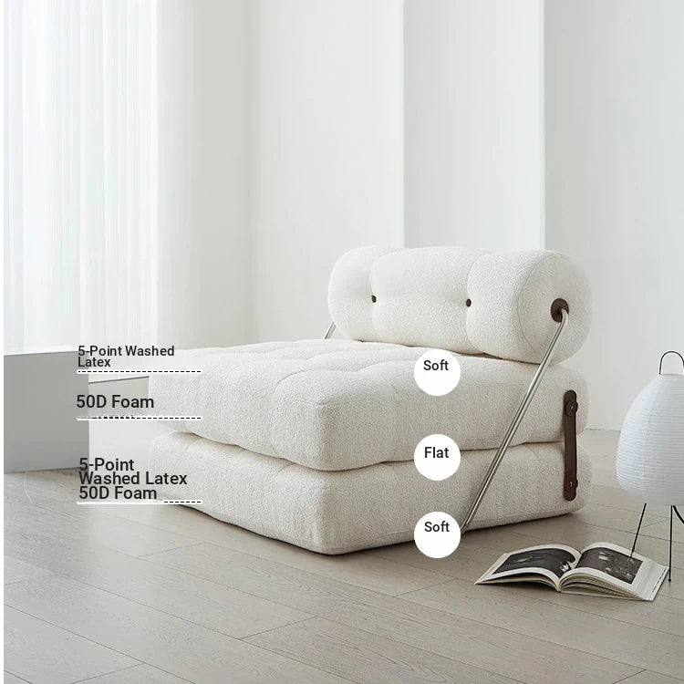 Luxury Convertible Lounge Chair with Soft Chenille Techno Fabric - Perfect for Relaxation and Sleep hmr-4767