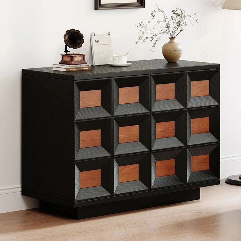 Stylish Ash Wood Cabinet with Geometric Design - Modern Storage Solution for Your Home hmr-4768