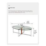 Sleek Glass Oval Coffee Table with Ash Wood & Stainless Steel Accents - Modern Living Room Design hmr-4774