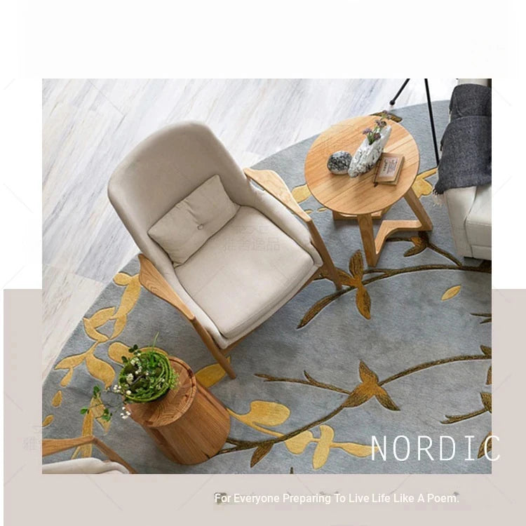 Stylish Ash Wood Armchair with Cotton-Linen Upholstery – Perfect for Modern Living Spaces hmr-4775
