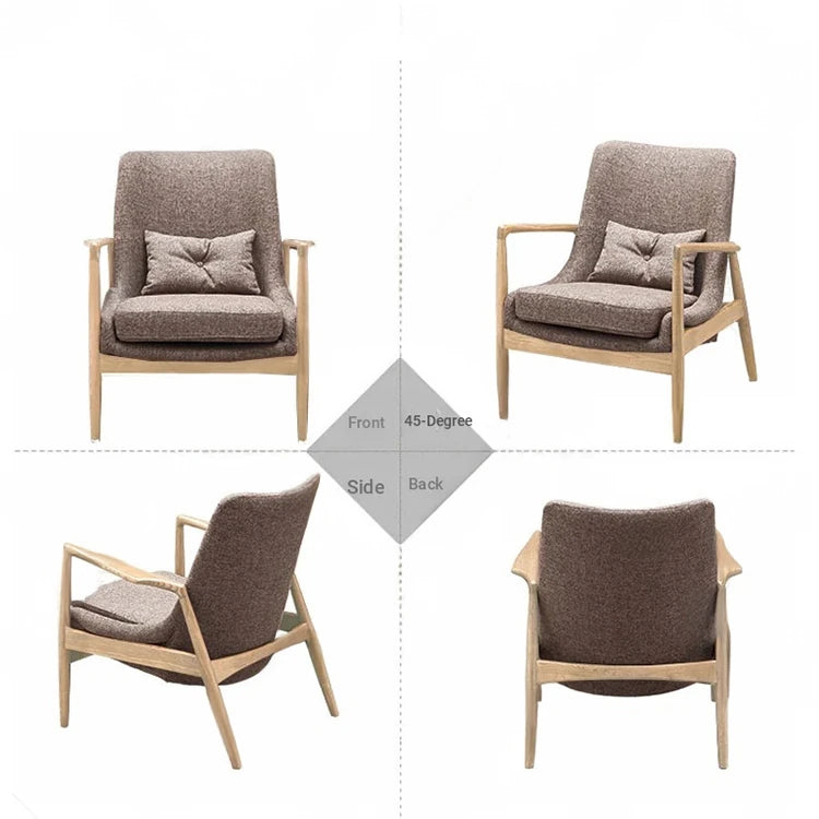 Stylish Ash Wood Armchair with Cotton-Linen Upholstery – Perfect for Modern Living Spaces hmr-4775