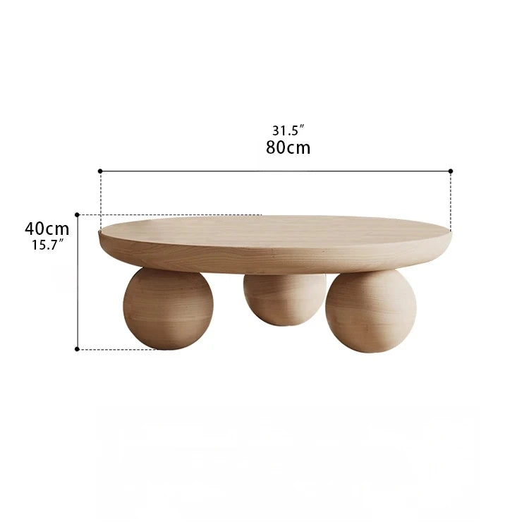 Stylish Ash Wood Coffee Table with Unique Round Base - Modern Design for Living Room Décor hmr-4776