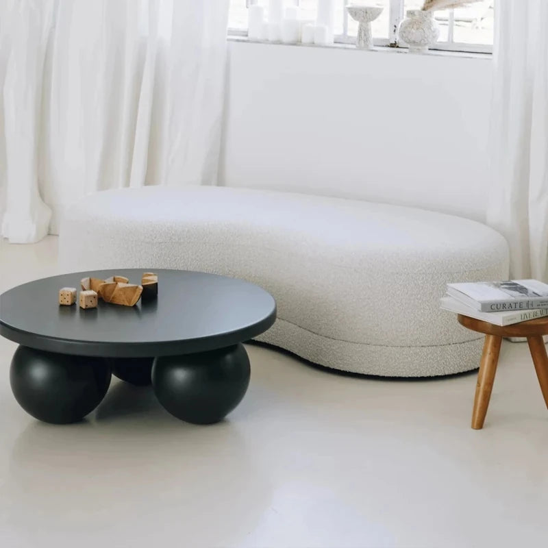 Stylish Ash Wood Coffee Table with Unique Round Base - Modern Design for Living Room Décor hmr-4776