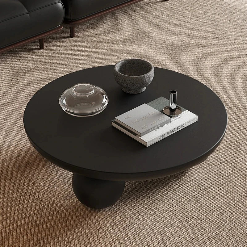 Stylish Ash Wood Coffee Table with Unique Round Base - Modern Design for Living Room Décor hmr-4776