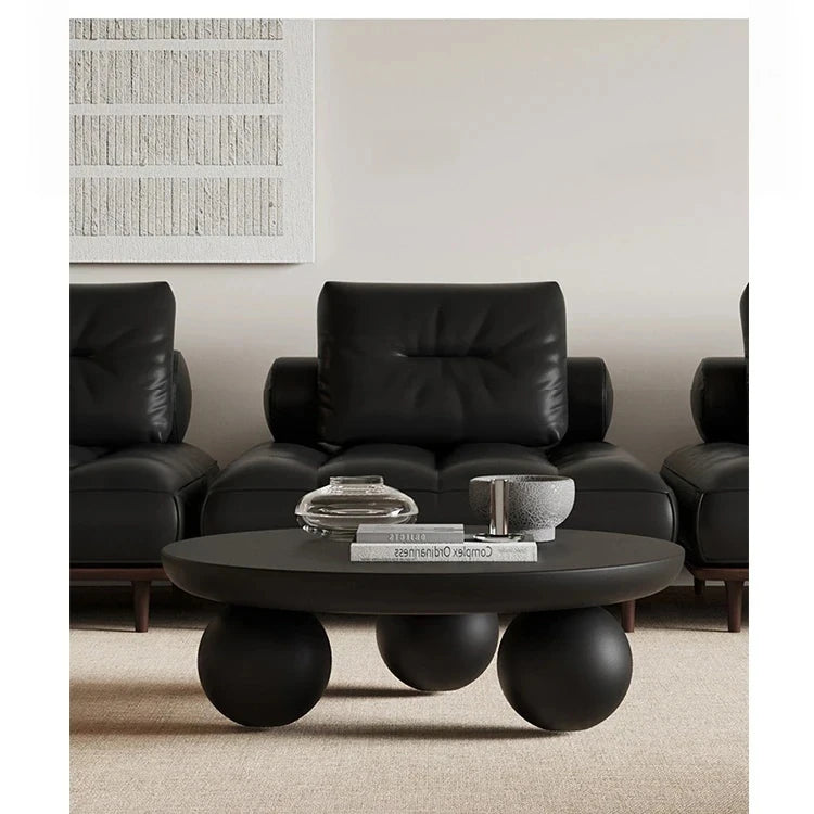 Stylish Ash Wood Coffee Table with Unique Round Base - Modern Design for Living Room Décor hmr-4776