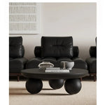 Stylish Ash Wood Coffee Table with Unique Round Base - Modern Design for Living Room Décor hmr-4776