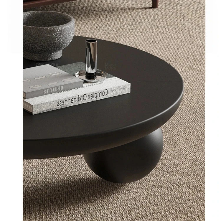 Stylish Ash Wood Coffee Table with Unique Round Base - Modern Design for Living Room Décor hmr-4776