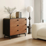 Modern Ash Wood Cabinet with Stylish Black Accents - 6-Drawer Storage Solution for Home Décor hmr-4777