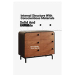 Modern Ash Wood Cabinet with Stylish Black Accents - 6-Drawer Storage Solution for Home Décor hmr-4777